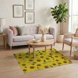Floral Vintage Vibrant Sunflower Yellow Area Rug