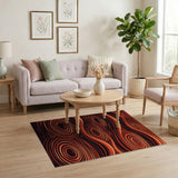 Fiery Ripple Waves Abstract Area Rug