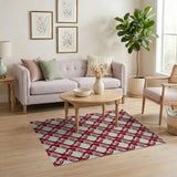 Red Geometric Modern Red Geometric Lattice Area Rug