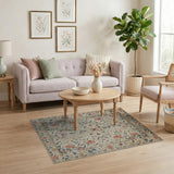 Cream Persian Floral Area Rug with Vibrant Accents