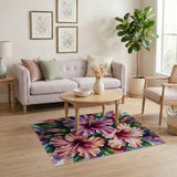 Vibrant Hibiscus Watercolor Area Rug