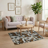 Majestic Lynx Snowflakes Pattern Rug
