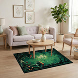 Green Enchanted Mushroom Forest Area Rug
