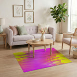 Vibrant Pink-Yellow Wave Abstract Area Rug