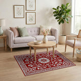 Traditional Persian Red Traditional Persian Floral Medallion Rug