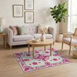 Pink Pink Ornate Floral Vintage Area Rug