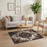 Navy Terracotta Mandala Persian Area Rug