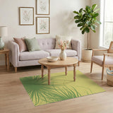 Coastal Palm Frond Yellow Area Rug