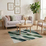 Sweeping Green Brushstroke Abstract Area Rug