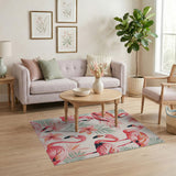 Vibrant Pink Flamingo Coastal Area Rug