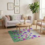 Purple Purple Cosmos Floral Area Rug