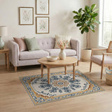 Navy Gold Medallion Traditional Persian Area Rug
