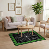 Spider Web Area Rug with Neon Green Border