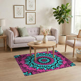 Multi-color and Patterns Vibrant Pink Teal Mandala Area Rug