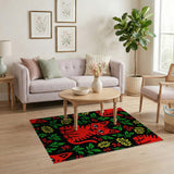 Playful Red Tabby Cats with Berries and Leaves Rug