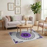 Purple Mandala Floral Area Rug with Ornate Corners