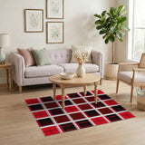 Red Bold Red Black Tartan Plaid Area Rug