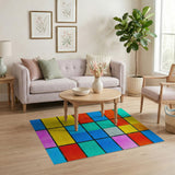 Multi-color and Patterns Vibrant Multi-Color Geometric Grid Area Rug