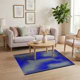 Modern Blue Wavy Grid Area Rug
