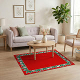 Festive Red Holly Berry Border Area Rug