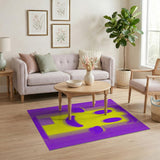 Vibrant Yellow Smiley Face Cartoon Area Rug