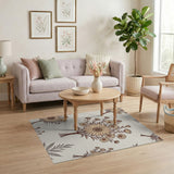 Beige Sunflower Bouquet Floral Area Rug