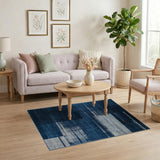 Navy Blue Geometric Abstract Blue and Teal Area Rug