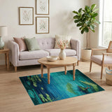 Teal Serenity Tree Island Lily Pad Area Rug