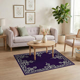 Purple Ornate Floral Filigree Area Rug