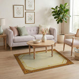 Luxe Gold Geometric Border Area Rug