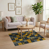 Bold Yellow Star Grid Geometric Area Rug