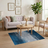 Distressed Navy Blue Grey Abstract Area Rug