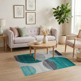 Blue and Teal Geometric Modern Teal Grey Abstract Geometric Area Rug