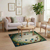 Butterfly Meadow Floral Frame Rug
