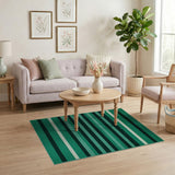 Bold Green Black Striped Area Rug