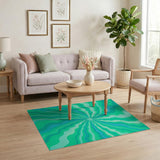 Radiant Teal Wave Abstract Area Rug