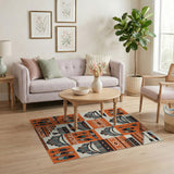 Orange Southwestern Feather Arrow Area Rug