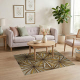 Beige and Neutral Beige Starburst Geometric Area Rug