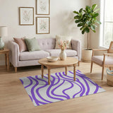Fluid Purple Waves Abstract Area Rug