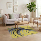 Vibrant Yellow Abstract Wave Area Rug