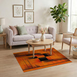 Geometric Modern Bold Orange Black Geometric Abstract Area Rug