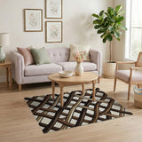 Intricate Brown Tan Woven Basket Rug