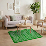 ODIKA Vibrant Green Wavy Geometric Area Rug