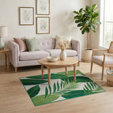 Green Lush Green Palm Frond Area Rug