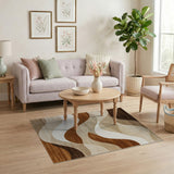 Wavy Brown and Tan Wavy Brown Tan Abstract Area Rug