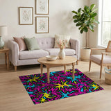 Vibrant Neon Pink Starburst Abstract Area Rug
