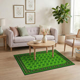 Floral Vintage Lucky Green Shamrock Clover Area Rug