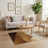 Layered Tan Mountain Peaks Abstract Area Rug