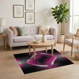 Neon Pink Abstract Oval Area Rug