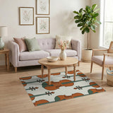 Orange Violin Pattern Area Rug